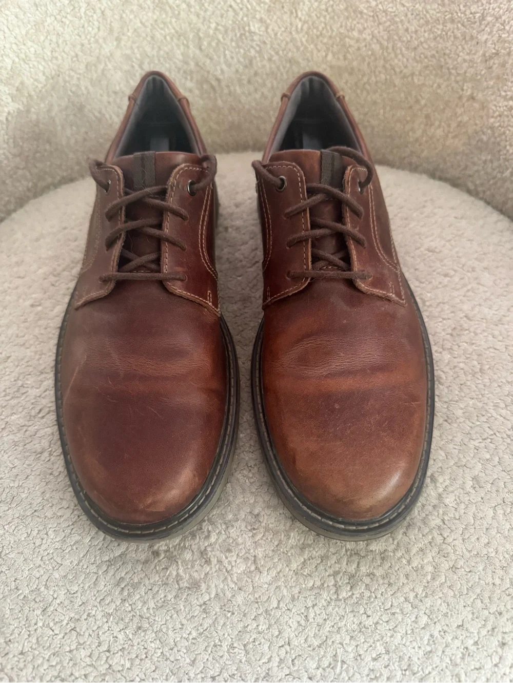Clarks Brown Leather Oxford Dress Shoes Men’s 12M Comfort Casual